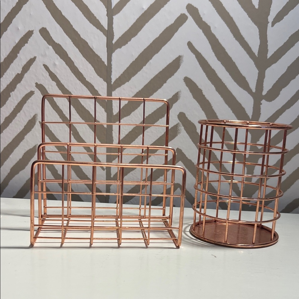 Copper Wire Desk Organizer Set